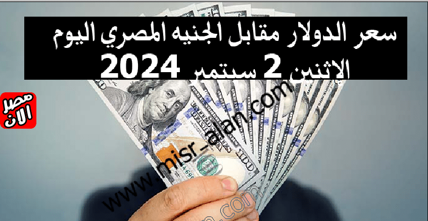 سعر الدولار مقابل الجنيه المصري اليوم الإثنين 2 سبتمبر 2024